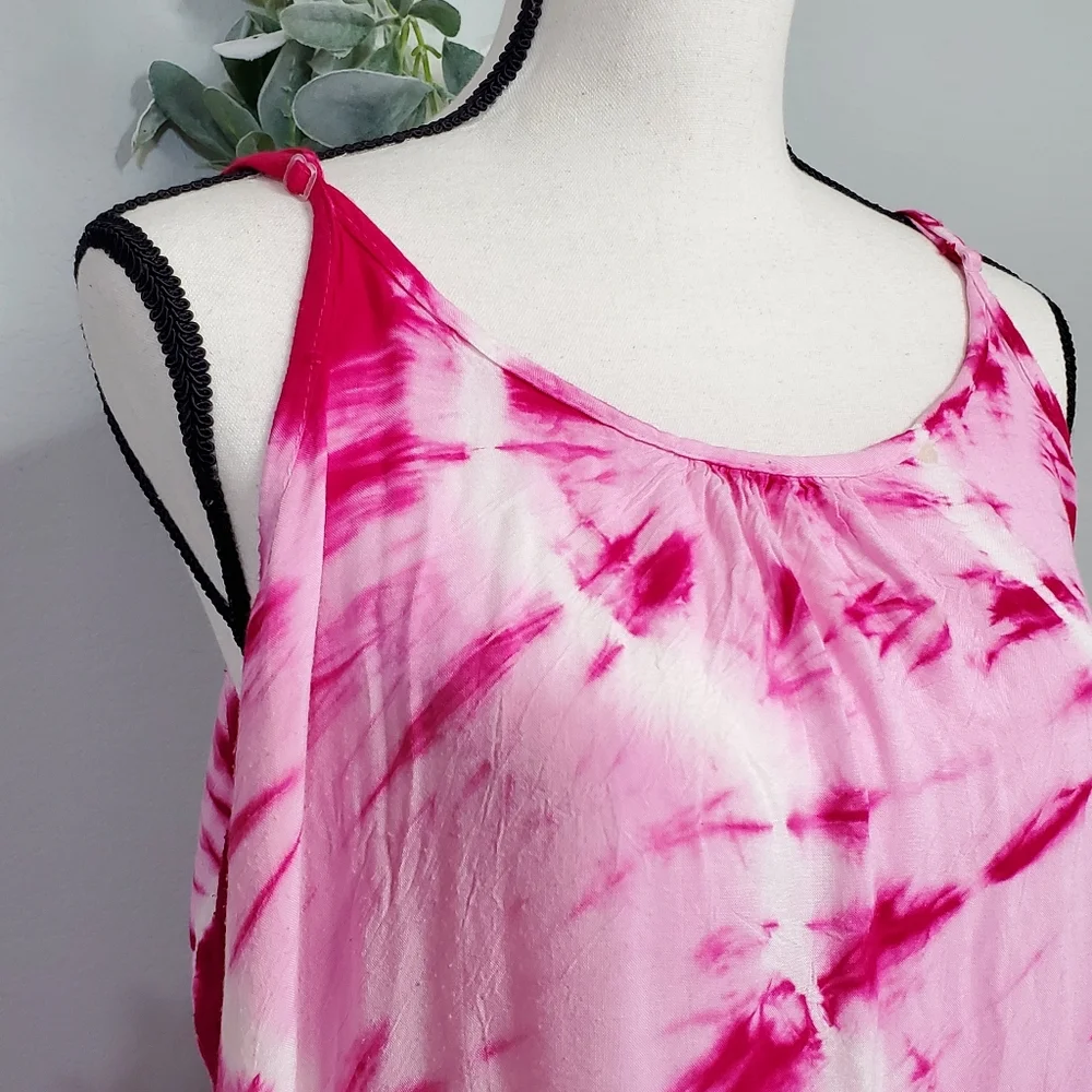 Riviera Sun Tie-Dye Maxi Dress Size 1X Beautiful Pink Fuchsia Flowy - Picture 8 of 10